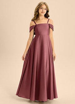 Azazie Rowena Junior Amethyst A-Line Bow Stretch Satin Dress image3