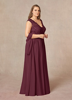 Azazie Amethyst Mother of the Bride Dresses Cabernet A-Line V-Neck Sequins Chiffon Dress image11