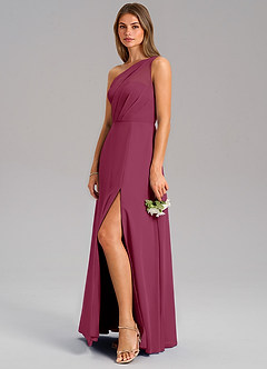 Azazie Phaedra Brautjungfernkleider A-Linie One-Shoulder Chiffon Kleid Maulbeerrot image13