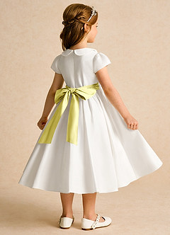 Azazie Deary Flower Girl Dresses Ivory Lemon Sorbet A-Line Bow Cotton Dress image4