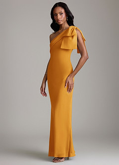 Azazie Yuanna Bridesmaid Dresses Butterscotch Mermaid One Shoulder Chiffon Dress image5