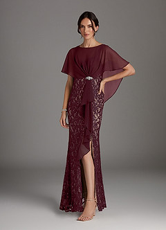 Azazie Lemus Mother of the Bride Dresses Cabernet Taupe Sheath Sequins Chiffon Dress image1