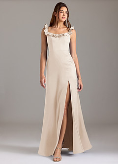 Azazie Callie Bridesmaid Dresses White Alabaster A-Line Ruched Stretch Satin Convertible Dress image3