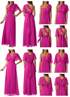 Azazie Fifi Vestidos de damas de honor Vestido de Fucsia de Gasa de Corte En A Convertible con Sin tirantes image10