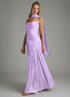 Azazie Gabriela Bridesmaid Dresses Lilac A-Line Corset Stretch Satin Dress image6