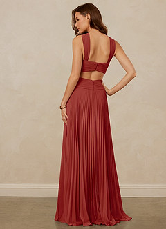 Christian Siriano Bridal for Azazie 1009 Bridesmaid Dresses Terracotta A-Line Pleated Chiffon Dress image4
