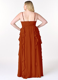 Azazie Peyton Bridesmaid Dresses Paprika A-Line Ruched Chiffon Dress image8