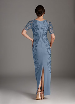 Azazie Farrah Mother of the Bride Dresses Dusty Blue Sheath Lace Stretch Crepe Dress image4