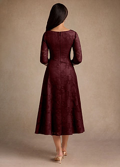 Azazie Durant Mother of the Bride Dresses Cabernet A-Line Pleated Floral Burnout Dress image3
