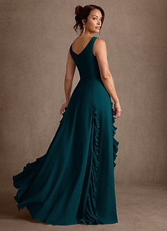 Azazie Darla vestidos de madre de la novia Vestido Pino de Gasa de Corte en A con Drapeado image4