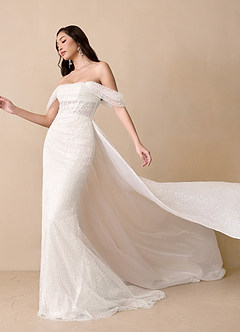 Azazie Eos Vestidos de novia Vestido de Diamante Blanco de Cuentas de Corte Sirena con Vestidos sin tirantes image1