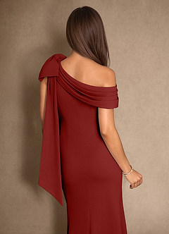 Azazie Myers vestidos de madre de la novia Vestido de Terracota de Crepé elástico de Sirena con Plisado image6