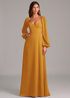 Azazie Annistyn Brudtärnklänningar Klänning av A-Linje i Chiffong Långärmad Knäck image3