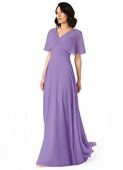 Azazie Pamela Brautjungfernkleider A-Linie V-Hals Gefaltet Chiffon Kleid Tahiti image3