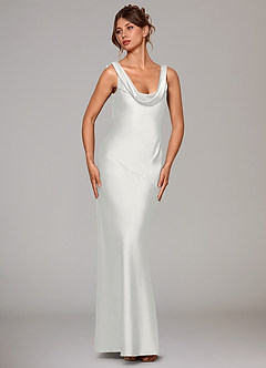 Azazie Rylina Brudtärnklänningar Klä av Sjöjungfru i Stretch Satin Vit image4