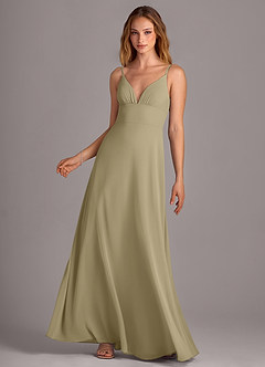 Azazie Amina At-home Try On Dresses Agave A-Line Chiffon Dress image1