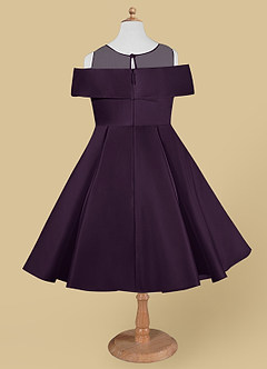 Azazie Shirin Flower Girl Dresses Plum A-Line Off the Shoulder Matte Satin Dress image6