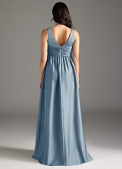 Azazie Yetta Maternity Bridesmaid Dresses A-Line Pleated Stretch Satin Floor-Length Dress image7