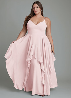 Azazie Zaina Bridesmaid Dresses Blushing Pink A-Line Chiffon Dress image7