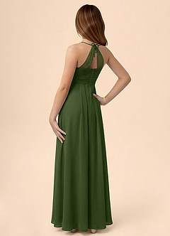 Azazie Ginny Junior Linia A Pofałdowany Szyfon Długość podłogi Młodsza druhna Sukienka image2