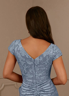 Azazie Roya Mother of the Bride Dresses Dusty Blue Mermaid Ruched Floral Burnout Dress image6
