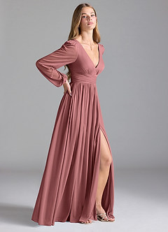 Azazie Norah Bridesmaid Dresses Desert Rose A-Line Mesh Dress image5
