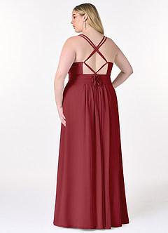 Azazie Farren Bridesmaid Dresses Pomegranate A-Line Pleated Chiffon Convertible Dress image11