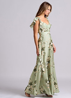 Azazie Leilani Bridesmaid Dresses Floral Vines A-Line Ruched Stretch Satin Dress image5