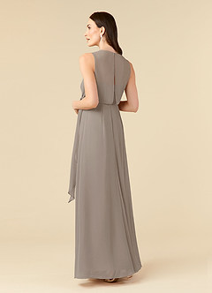 Azazie Marchioness Mother of the Bride Dresses Taupe A-Line Scoop Pleated Chiffon Dress image4