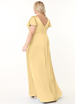 Azazie Soren Robes de demoiselle d'honneur Robe Trapèze en Satin extensible Plissée Beurre image12