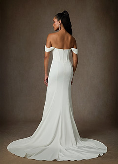 Azazie Viri 웨딩드레스 인어 스윗하트 네크라인 크레이프 백 새틴 채플 트레인 드레스 image5