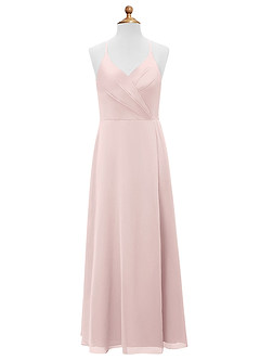 Azazie Davis Junior A-Linie Chiffon Kleid Zartrosa image7