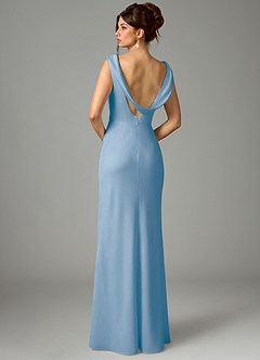 Azazie Kieryn Brautjungfernkleider Meerjungfrau-Linie Plissee Stretch-Satin Kleid Puderblau image6