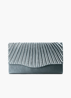 Matching Color Pleated Metallic Satin Envelope Clutch