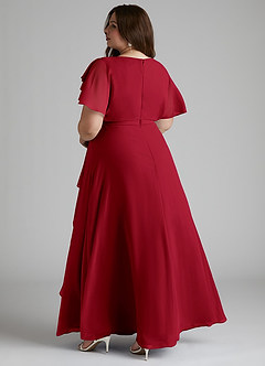 Azazie Aaliyah Modest Bridesmaid Dresses A-Line Scoop Pleated Chiffon Floor-Length Dress image9