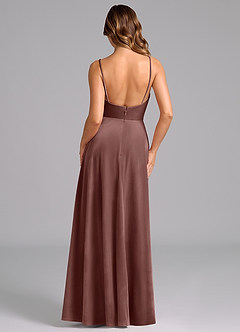 Azazie Sarella Bridesmaid Dresses Espresso A-Line Pleated Velvet Dress image2