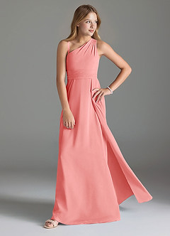 Azazie Dallas Junior Linia A Pofałdowany Szyfon Długość podłogi Młodsza druhna Sukienka image3