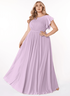 Azazie Daphne vestidos de dama de honor modestos Vestido de Corte En A Volantes Hasta el suelo Gasa image6