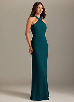 Azazie Doretta Bridesmaid Dresses Pine Mermaid Pleated Chiffon Dress image3