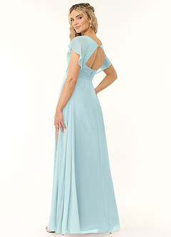 Azazie Rylee Bridesmaid Dresses Sea Glass A-Line Pleated Chiffon Dress image4