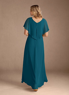 Azazie Eliza Mother of the Bride Dresses Ink Blue A-Line V-Neck Pleated Chiffon Dress image5