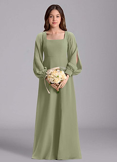 Azazie Bondi Junior Klänning av A-Line i Chiffong Blouson image3