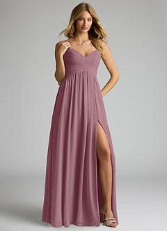 Azazie Alia Bridesmaid Dresses Vintage Mauve A-Line Pleated Chiffon Dress image4