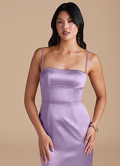 Azazie Aura Robes de demoiselle d'honneur Robe Sirène Convertible en Satiné métallisé Lilas image2