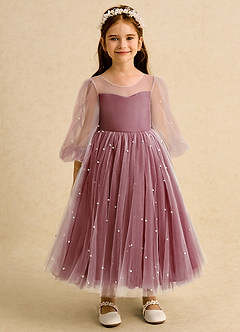Azazie Trudy Flower Girl Dresses Burgundy Ball-Gown Sweetheart Neckline Tulle Dress image6