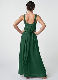 Azazie Kora Dark Green A-Line Pleated Chiffon Dress image2