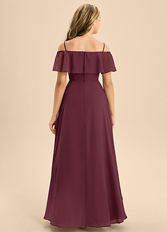 Azazie Maggie Junior Cabernet A-Line Off the Shoulder Chiffon Dress image6
