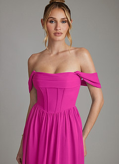 Azazie Caterina Bridesmaid Dresses Fuchsia A-Line Corset Chiffon Dress image8