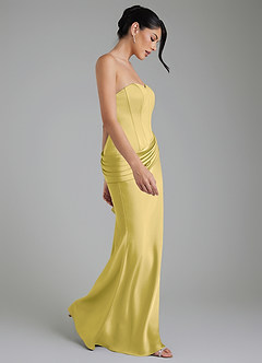 Azazie Draya Bridesmaid Dresses Canary Mermaid Strapless Stretch Satin Dress image6