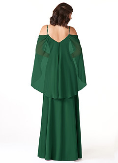 Azazie Cienna Bridesmaid Dresses Dark Green A-Line Off the Shoulder Chiffon Dress image2